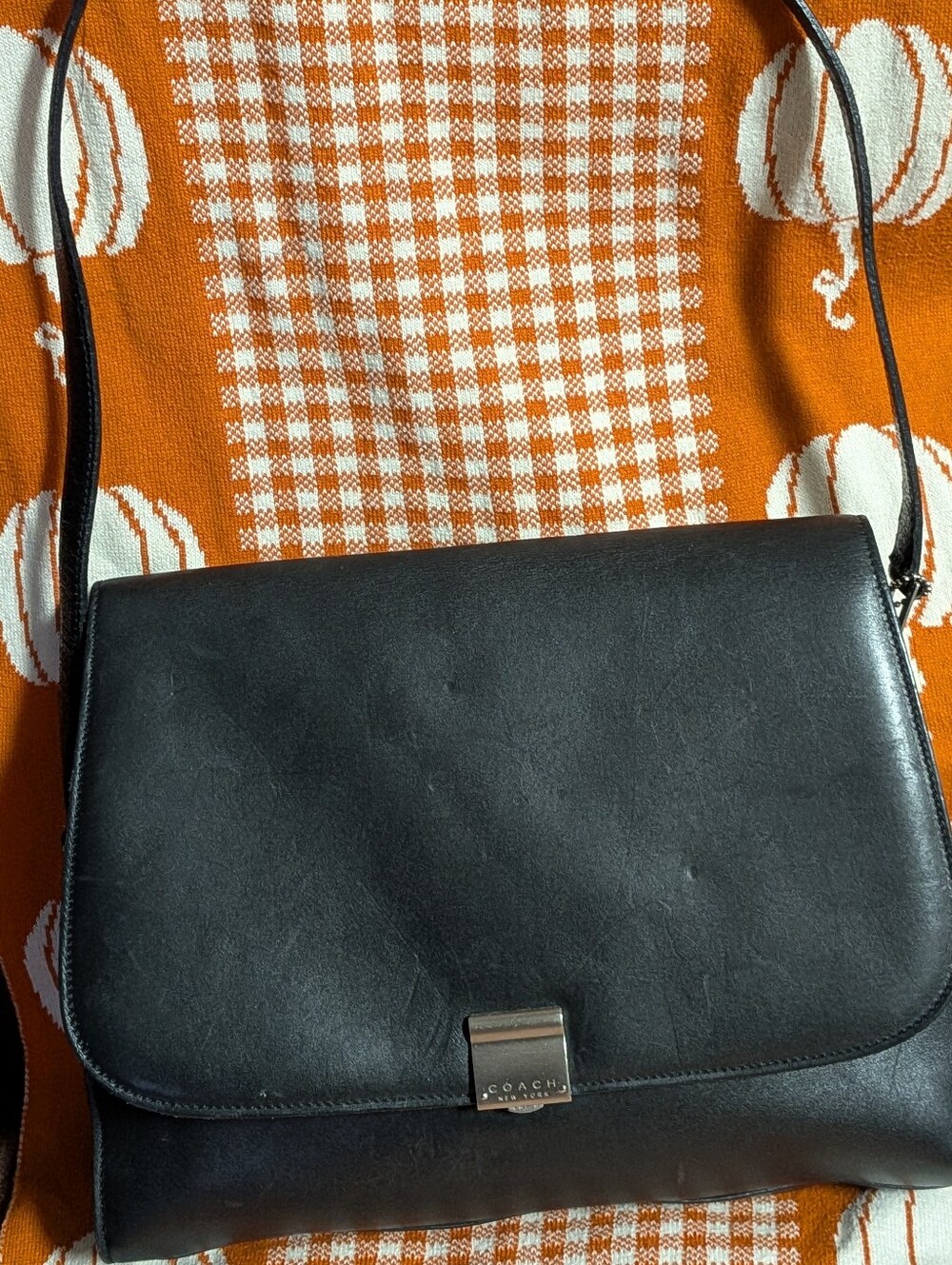 Vintage Coach Bridle Black Calfskin Pigskin Leather Shoulder Bag